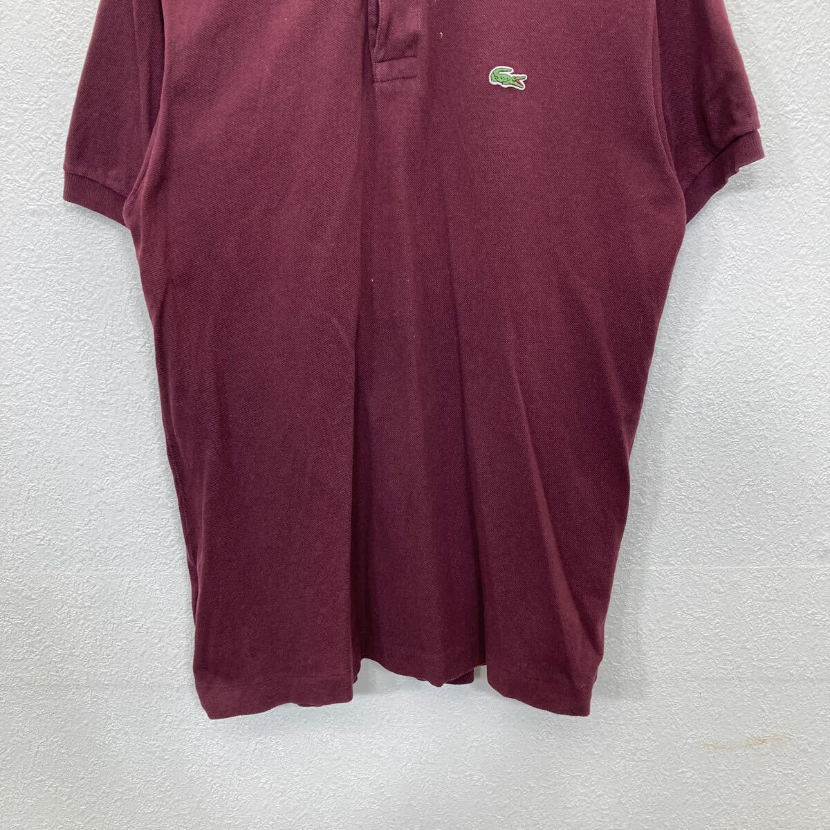 【中古】【古着】 LACOSTE 半袖 ポロシャツ Lサイズ ラコステ 刺繍 ハーフボタン カスタムフィット パープル 古着卸 アメリカ仕入 t2408-3371