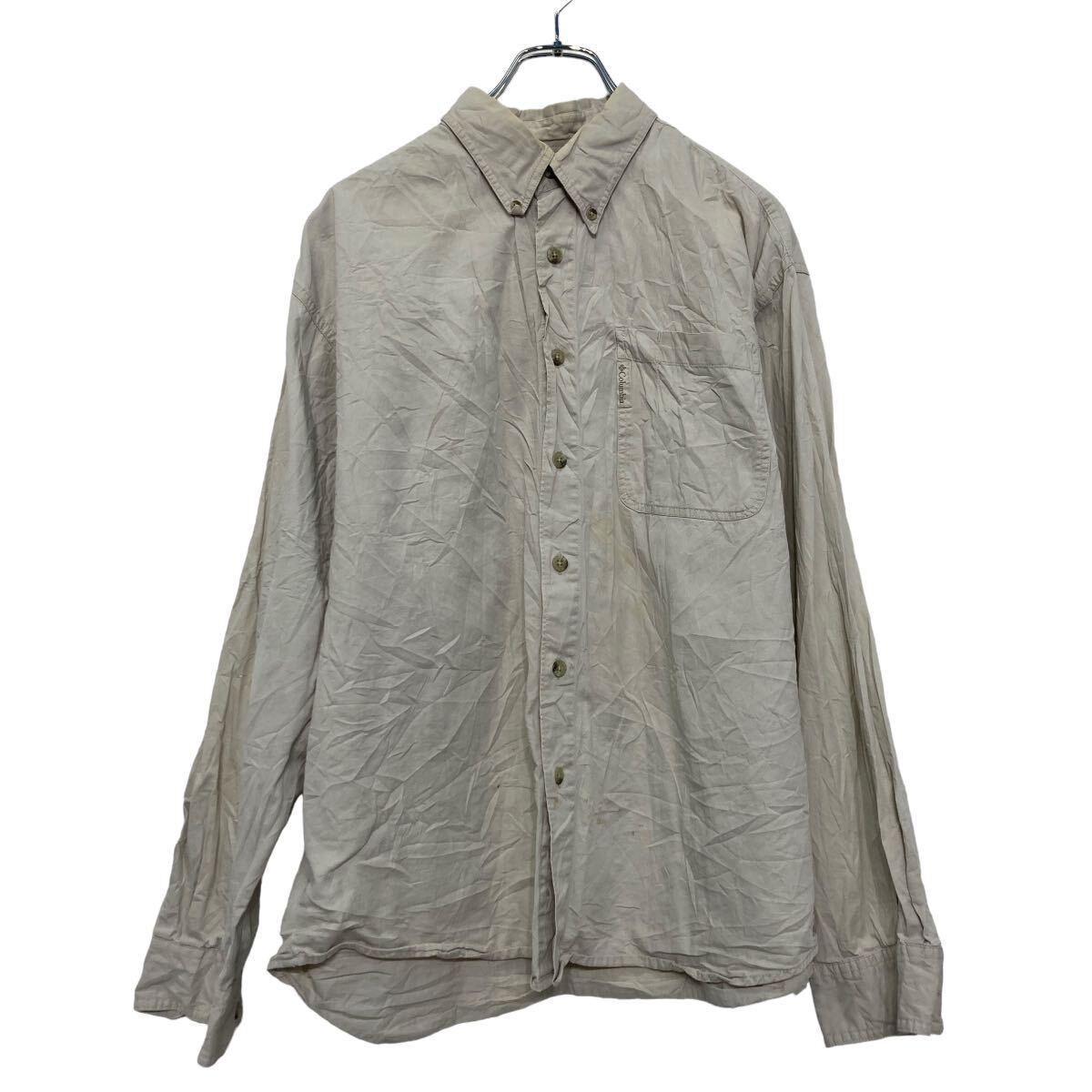 Casual Shirts - 【中古】【古着】 Columbia 長袖 無地 シャツ コロンビア M ホワイト ボタンダウン コロンビア シンプル ポケット 古着卸 アメリカ仕入 a608-5445