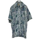 【中古】【古着】 Paradise Island 半袖 アロハシャツ L ライトブルー グリーン トロピカル 古着卸 アメリカ仕入 a608-5488