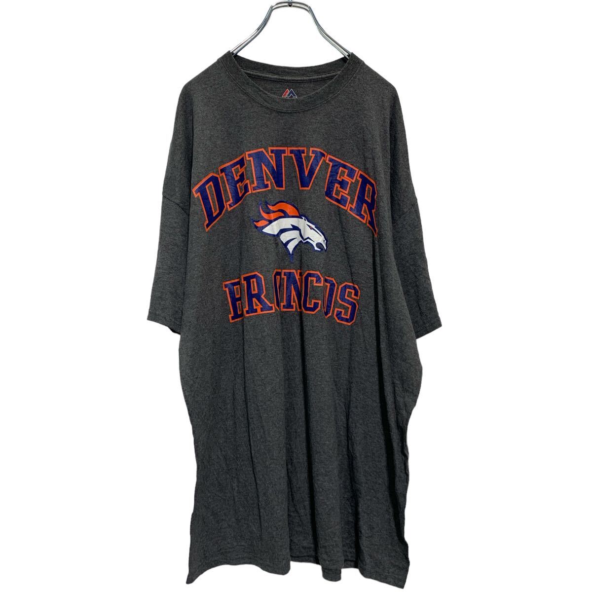 【中古】【古着】 Majestic 半袖 プリントTシャツ 2XL ダークグレー マジェステック ビッグサイズ クルーネック BRONCOS 古着卸 アメリカ仕入 a608-5497