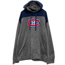 【中古】【古着】 NHL ロゴスウェット パーカー L グレー ネイビー エヌエイチエル CANADIENS 裏フリース 古着卸 アメリカ仕入 a608-5605
