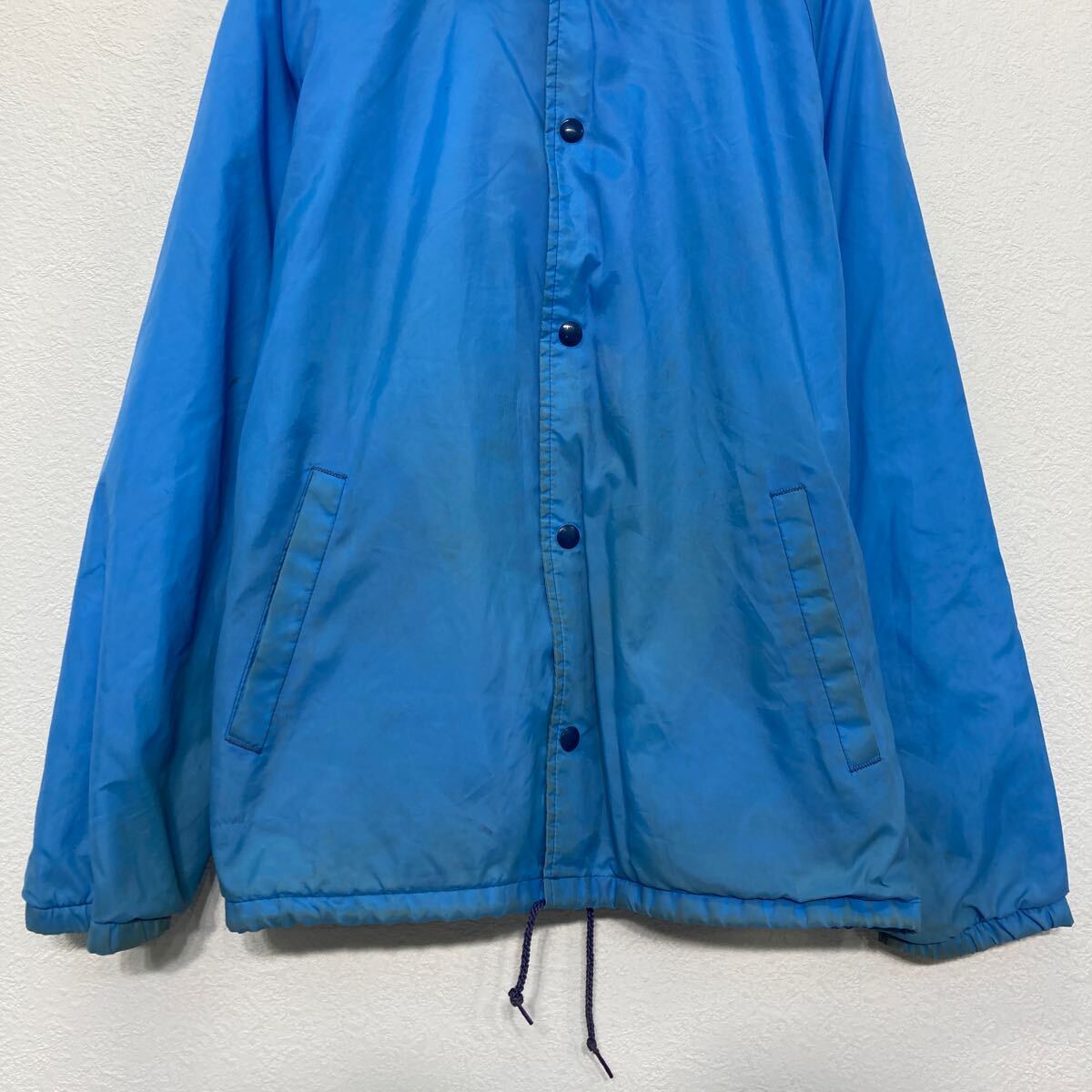 【中古】【古着】 WEATHER BREAKER ナイロン コーチジャケット M ライトブルー 裏起毛 ラグラン スナップボタン 古着卸 アメリカ仕入 a608-5676