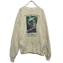 【中古】【古着】 SANTEE プリント スウェット トレーナー XL クリーム ホワイト ビッグサイズ イラスト 古着卸 アメリカ仕入 a608-5707