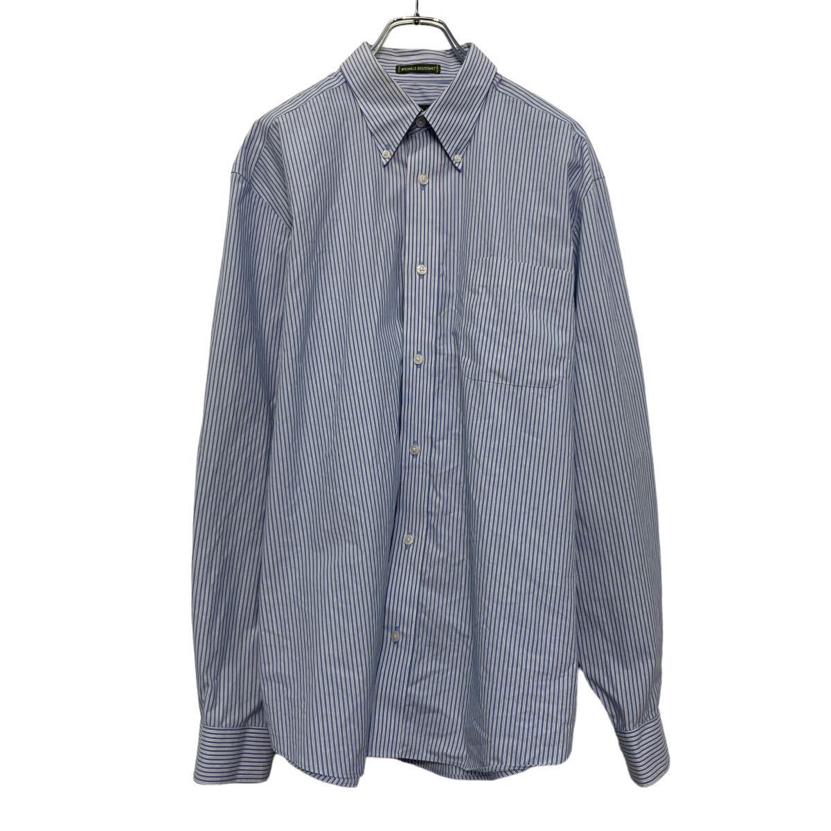 Rakuten - 【中古】【古着】 Eddie Bauer 長袖 ストライプ シャツ ポケット エディーバウアー L ブルー 古着卸 アメリカ仕入 a608-5715