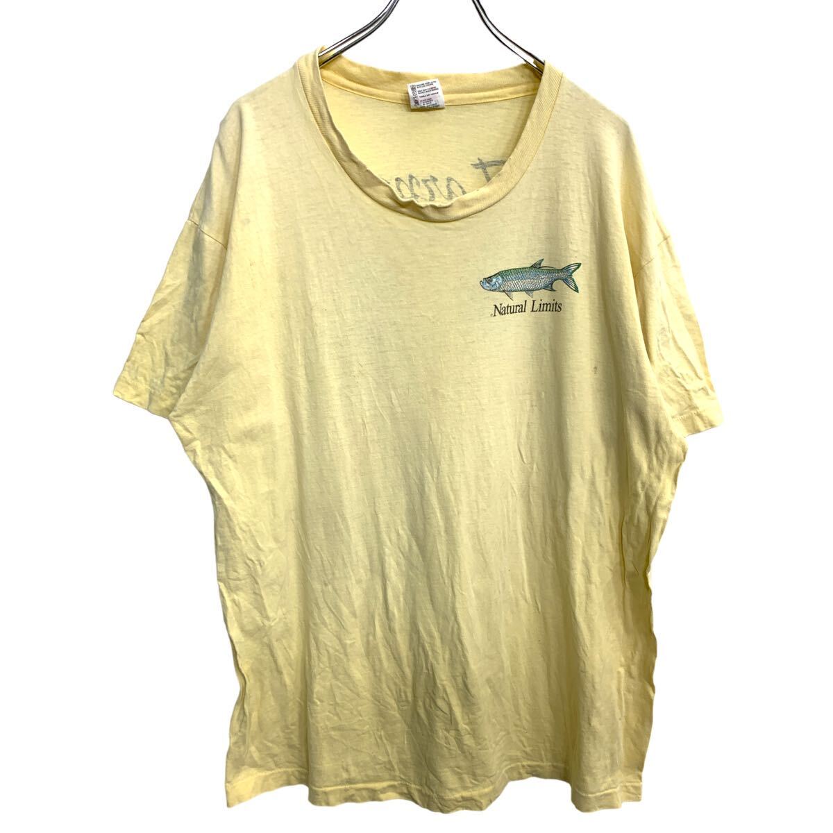 【中古】【古着】 anvil 半袖 プリント Tシャツ XLサイズ アンビル シングルステッチ イエロー コットン USA製 古着卸 アメリカ仕入 t2408-3514