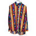 【中古】【古着】 Wrangler 長袖シャツ Mサイズ ラングラー ウエスタンシャツ 総柄 コットン ボタンダウン 古着卸 アメリカ仕入 t2408-3553