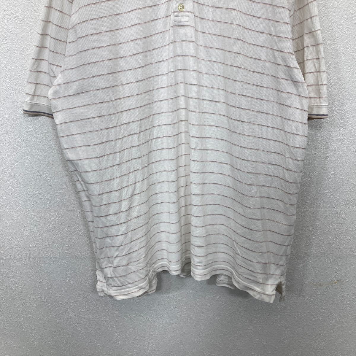 【中古】【古着】 GAP 半袖 ポロシャツ XXLサイズ ギャップ ビッグサイズ ボーダー ハーフボタン ホワイト 古着卸 アメリカ仕入 t2408-3606