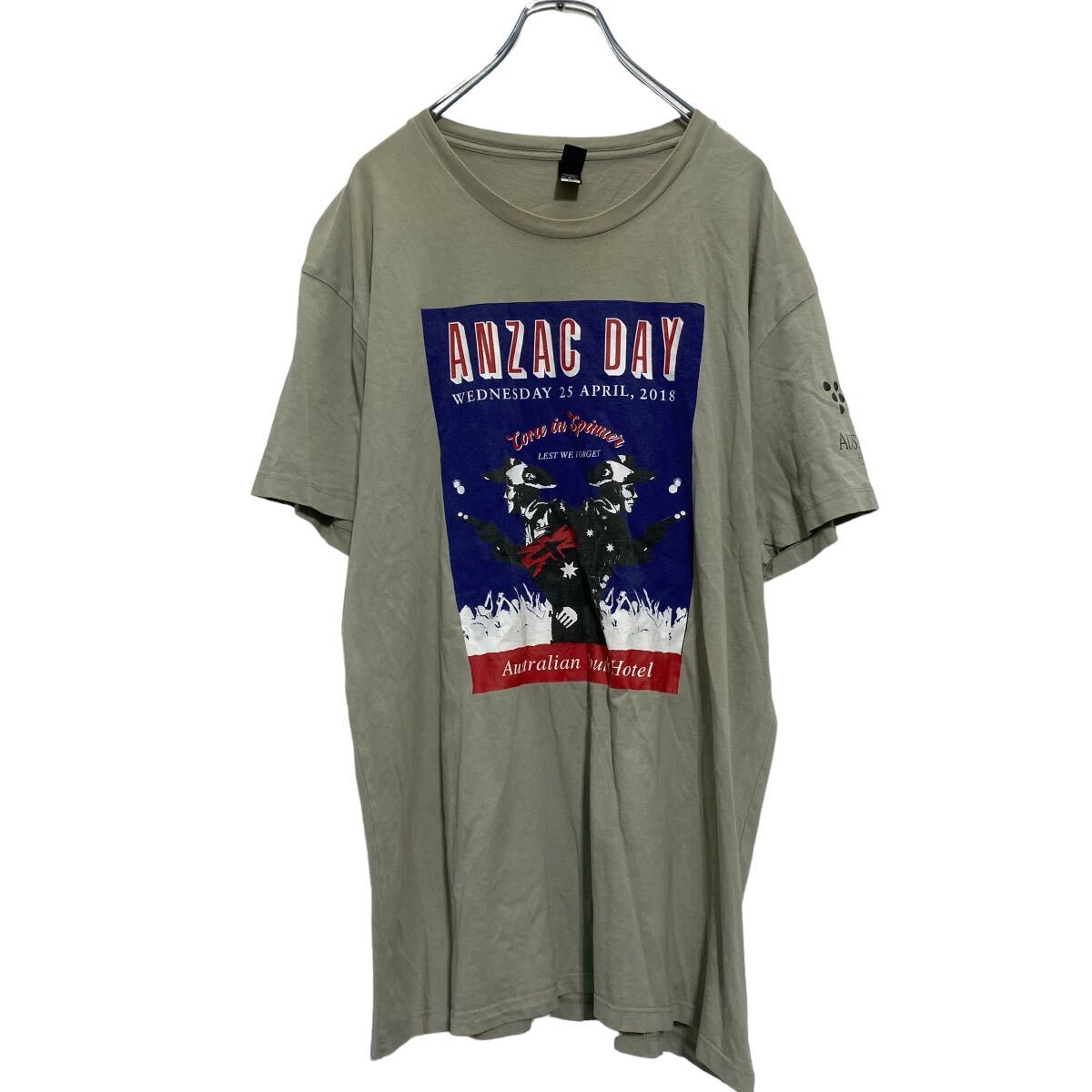 【中古】【古着】 PAPER as color 半袖 プリントTシャツ XL オリーブ クルーネック 古着卸 アメリカ仕入 a608-5967