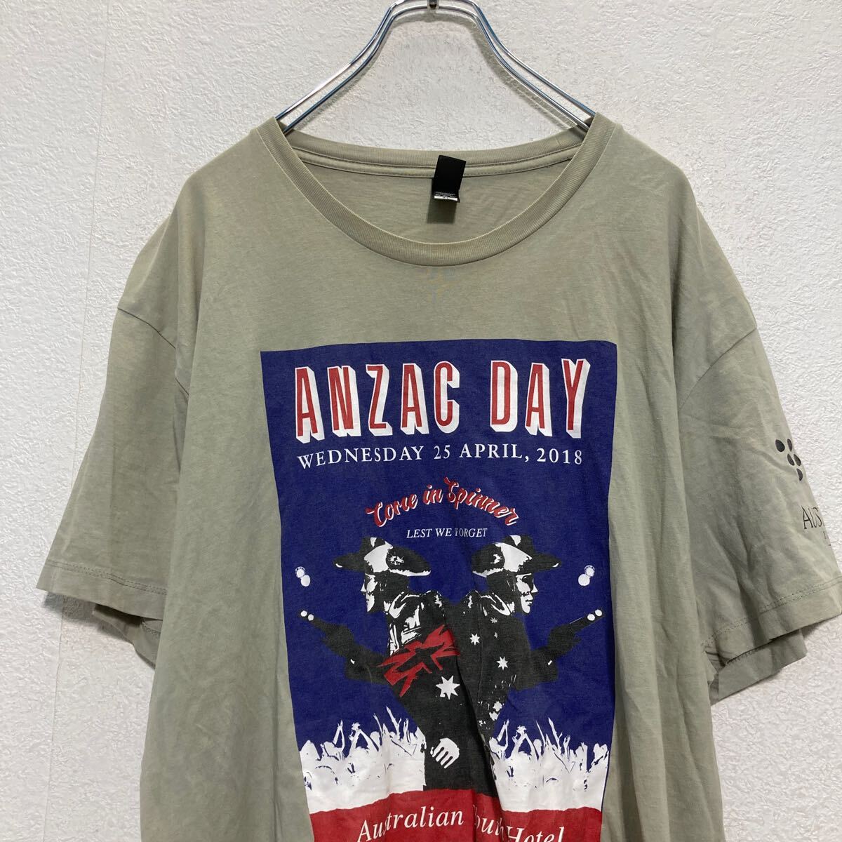 【中古】【古着】 PAPER as color 半袖 プリントTシャツ XL オリーブ クルーネック 古着卸 アメリカ仕入 a608-5967