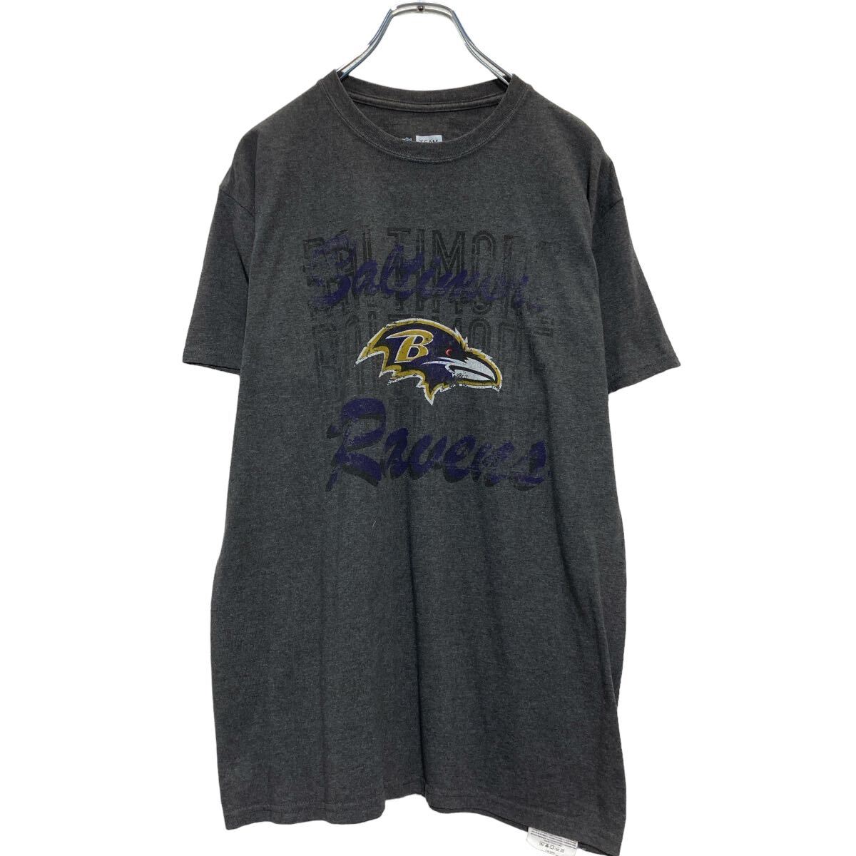 【中古】【古着】 NFL 半袖 プリントTシャツ M グレー エヌエフエル Ravens アメフト クルーネック 古着卸 アメリカ仕入 a608-5992