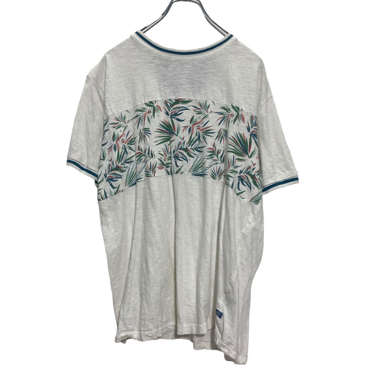 【中古】【古着】 Huntington 半袖 プリントTシャツ L ホワイト 植物柄 クルーネック 古着卸 アメリカ..