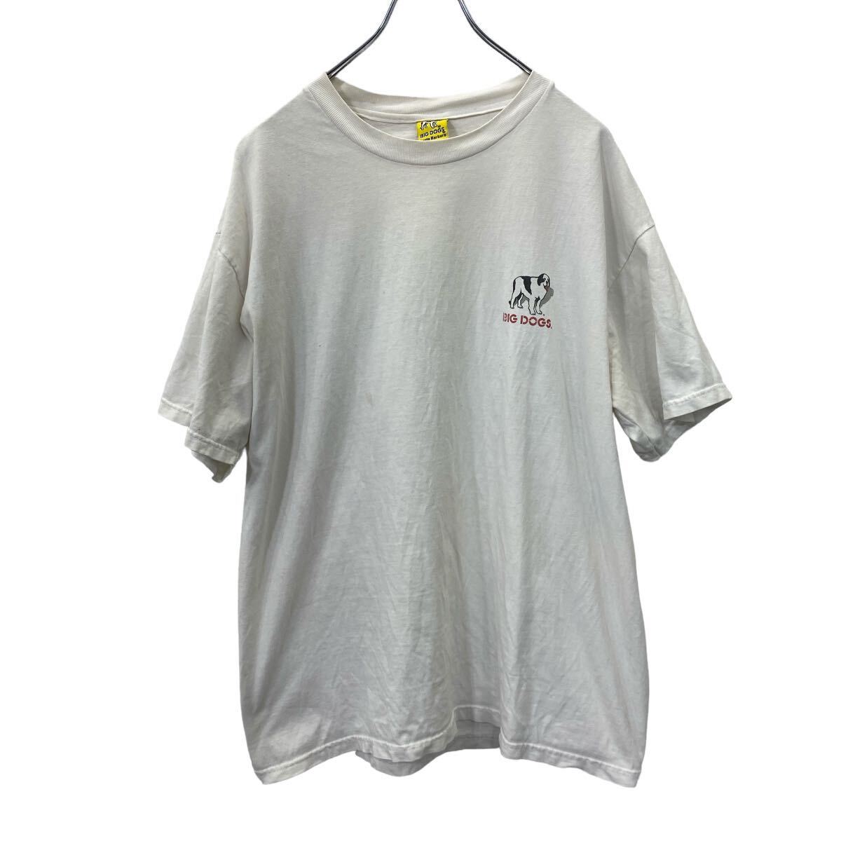 【中古】【古着】 BIG DOGS 半袖 プリント Tシャツ M サイズ 相当 ビッグドッグス ホワイト 両面プリント 古着卸 アメリカ仕入 t2408-3625