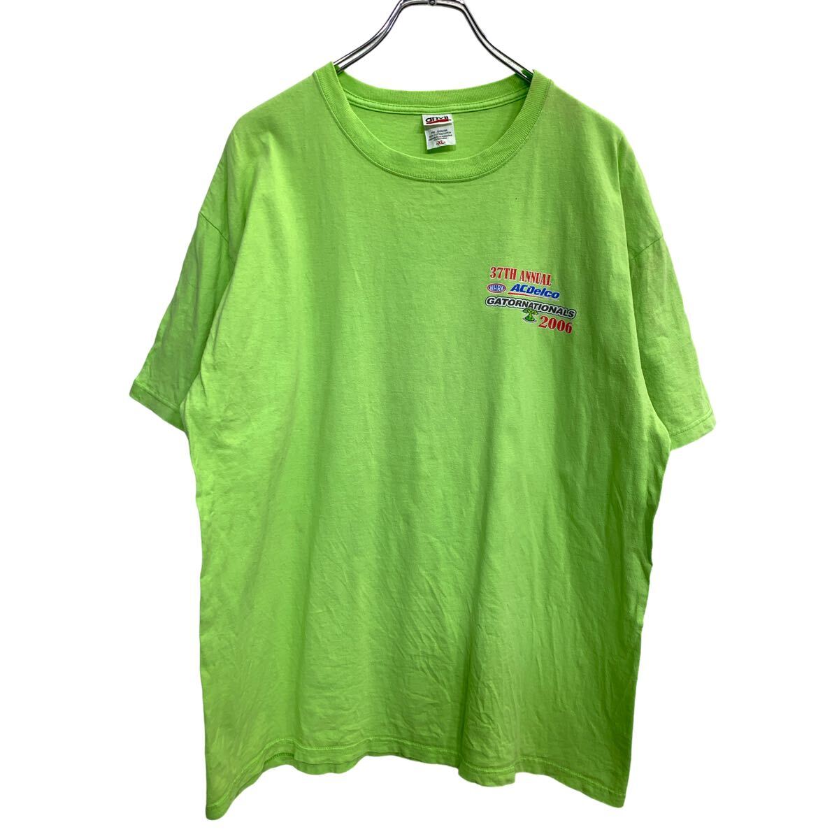 【中古】【古着】 anvil 半袖 プリント Tシャツ XLサイズ アンビル ライムグリーン コットン 古着卸 アメリカ仕入 t2408-3671