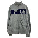 【中古】【古着】 FILA ロゴ スウェット トレーナー L グレー フィラ ジップアップ モックネック 古着卸 アメリカ仕入 a608-6300