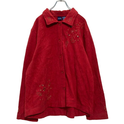 【中古】【古着】 BASIC EDISIONS フリースジャケット XL レディース レッド ビジュー 刺繍 古着卸 アメリカ仕入 a608-6393 【中古】【古着】 BASIC EDISIONS フリースジャケット XL レディース レッド ビジュー 刺繍 古着卸 アメリカ仕入 a608-6393