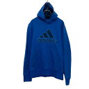 【中古】【古着】 adidas プリント スウェット パーカー アディダス M ブルー プルオーバー 古着卸 アメリカ仕入 a608-6564