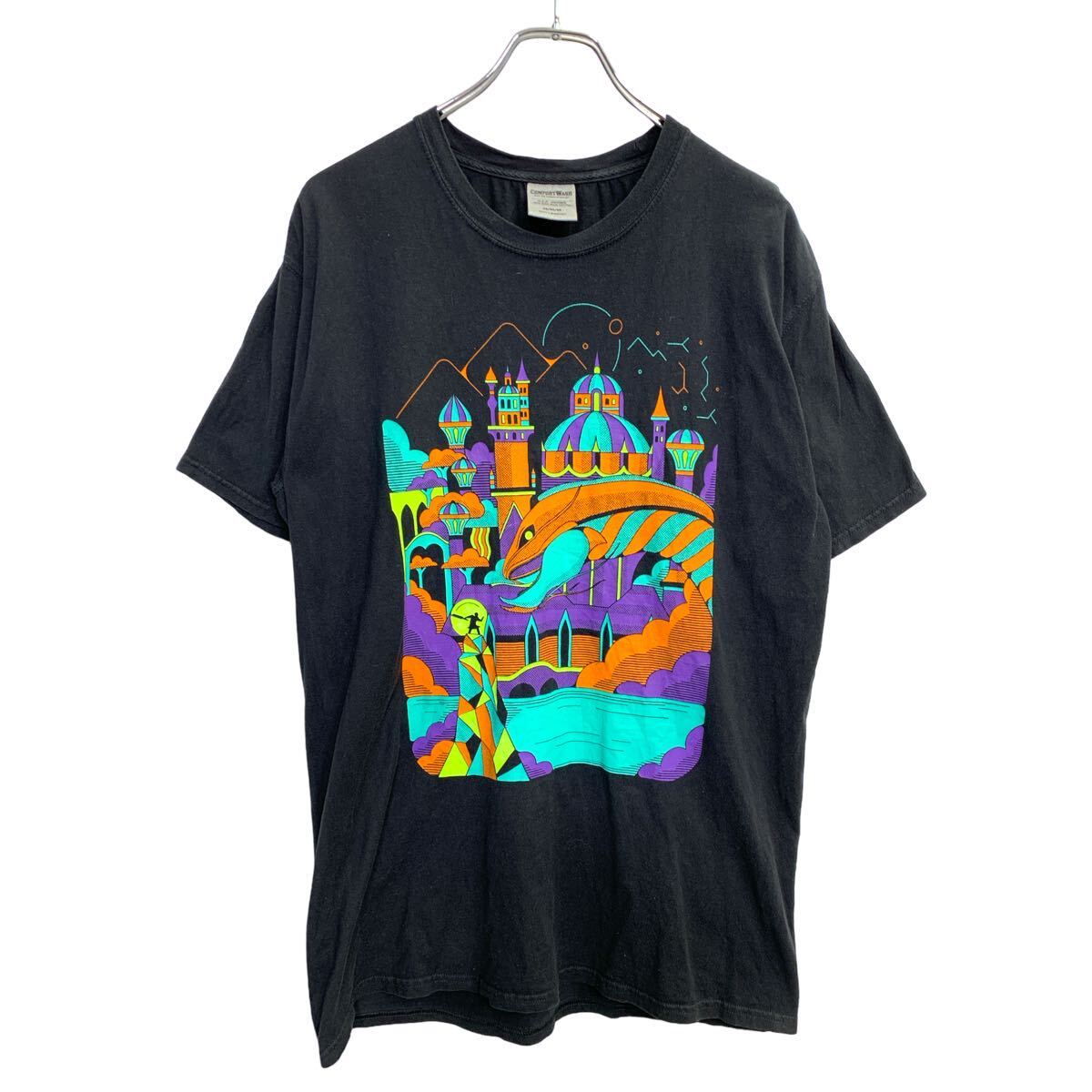 【中古】【古着】 COMFORT WASH 半袖 プリント Tシャツ Mサイズ ブラック コットン 古着卸 アメリカ仕入 t2408-3866