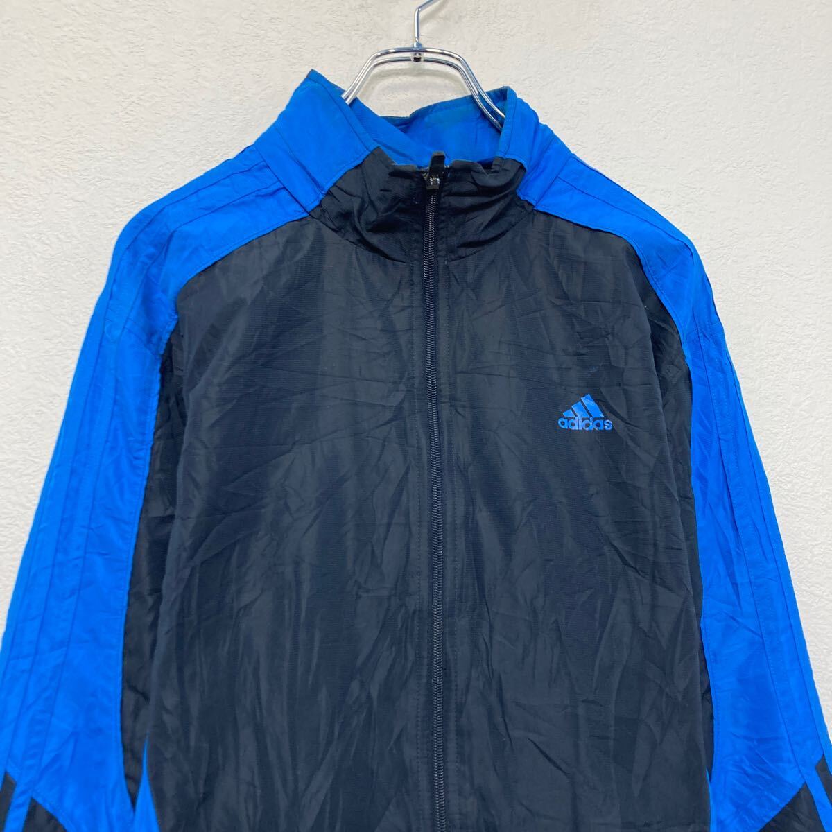 【中古】【古着】 adidas ナイロン ジャケット L ブルー アディダス ジップアップ 古着卸 アメリカ仕入 a608-6605