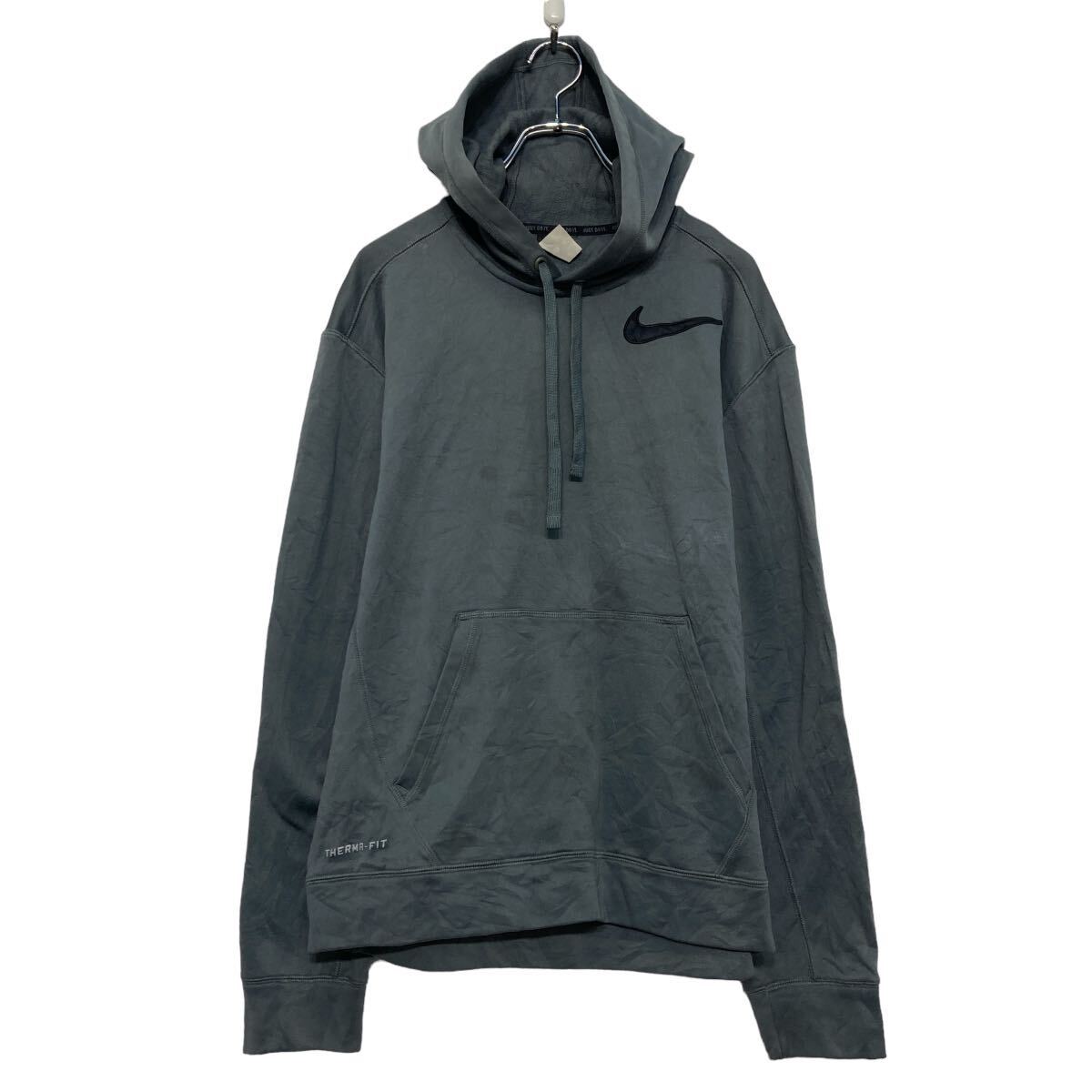 【中古】【古着】 NIKE プリント スウェット パーカー ナイキ M グレー プルオーバー サーマルフィット 古着卸 アメリカ仕入 a608-6639