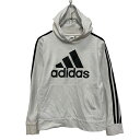 【中古】【古着】 adidas プリント スウェット パーカー アディダス キッズ M ホワイト プルオーバー 古着卸 アメリカ仕入 a608-6686