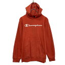【中古】【古着】 champion プリント スウェット パーカー チャンピオン キッズ L オレンジ プルオーバー 古着卸 アメリカ仕入 a608-6690
