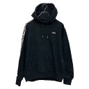 【中古】【古着】 FILA プリント スウェット パーカー フィラ S ブラック プルオーバー 古着卸 アメリカ仕入 a608-6715