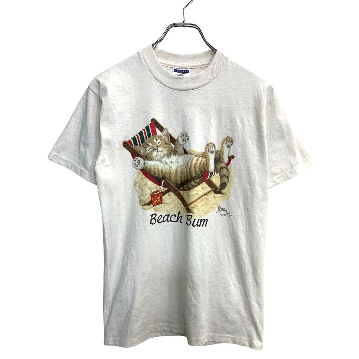【中古】【古着】 JERZEES 半袖 プリント Tシャツ Sサイズ ジャージーズ ホワイト USA製 古着卸 アメリカ仕入 t2408-3916