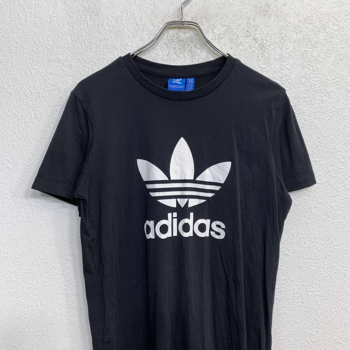 【中古】【古着】 adidas 半袖 プリント TシャツXSサイズ レディース ロング丈 ブラック 古着卸 アメリカ仕入 t2408-3953