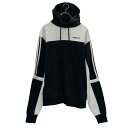 【中古】【古着】 adidas プリント スウェット パーカー アディダス XS ホワイト ブラック プルオーバー オリジナルス 古着卸 アメリカ仕入 a608-6756
