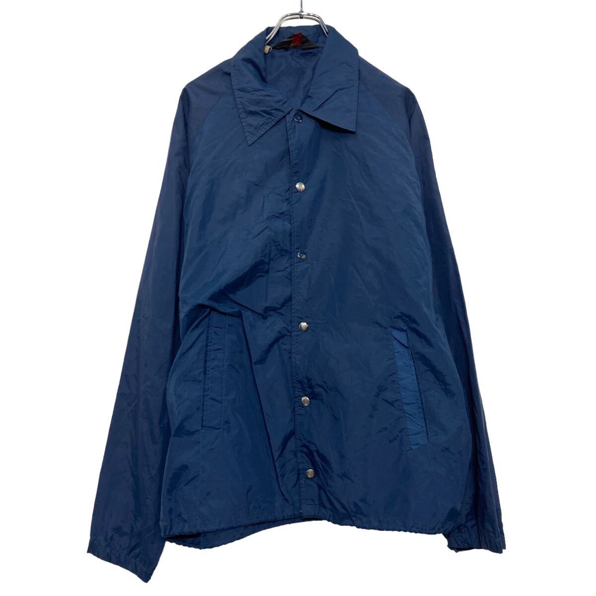 【中古】【古着】 ナイロン コーチジャケット XL ビッグサイズ ネイビー ラグラン スナップボタン 古着卸 アメリカ仕入 a608-6790