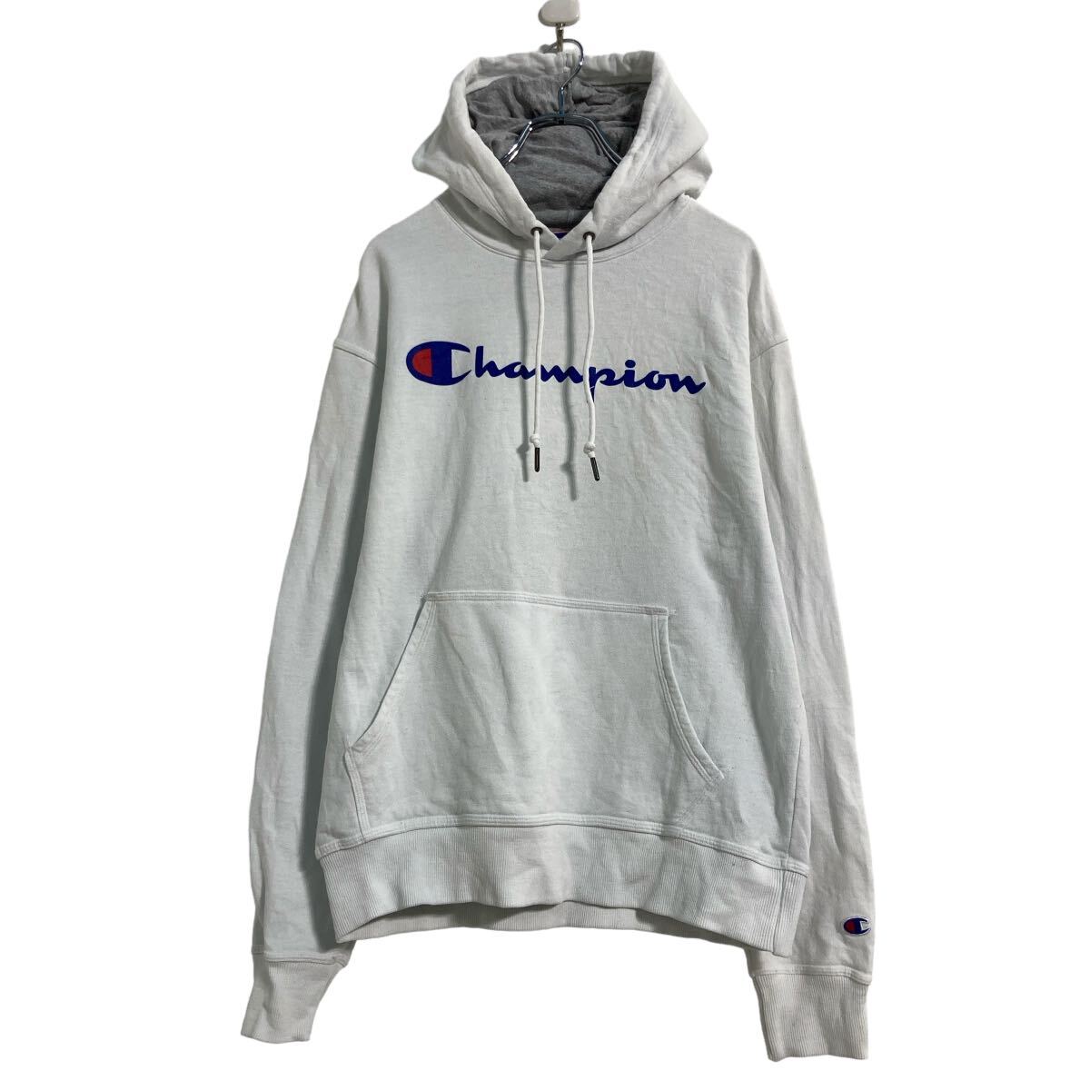 【中古】【古着】 Champion ロゴ スウェット パーカー M ホワイト チャンピオン プルオーバー 古着卸 アメリカ仕入 a608-6824