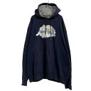【中古】【古着】 Champion プリント スウェット パーカー 2XL ネイビー チャンピオン プルオーバー ビッグサイズ 古着卸 アメリカ仕入 a608-6830