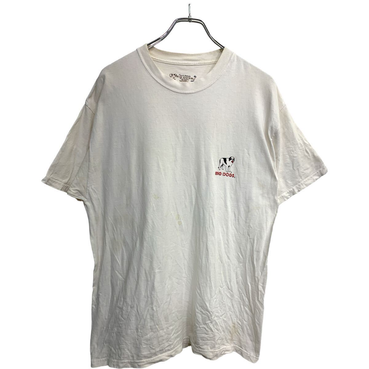  BIG DOGS 半袖 プリント Tシャツ Lサイズ ビックドックス ホワイト コットン 古着卸 アメリカ仕入 t2408-3987