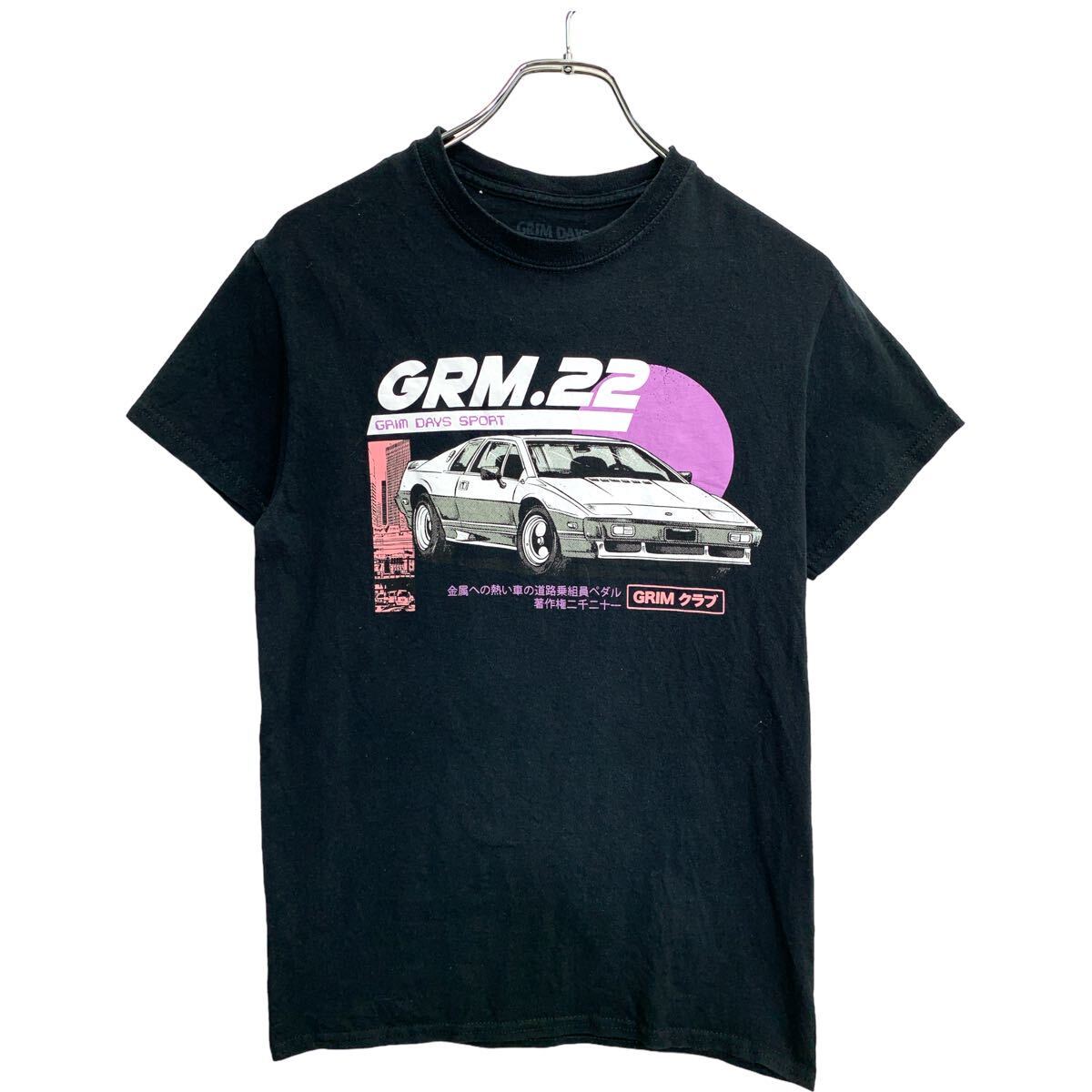 【中古】【古着】 GRIM DAYS 半袖 プリント Tシャツ Sサイズ ブラック コットン 古着卸 アメリカ仕入 t2408-3997