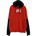 【中古】【古着】 PUMA プリントスウェット パーカー S レッド ブラック 切替 プーマ プルオーバー 裏起毛 古着卸 アメリカ仕入 a608-6881