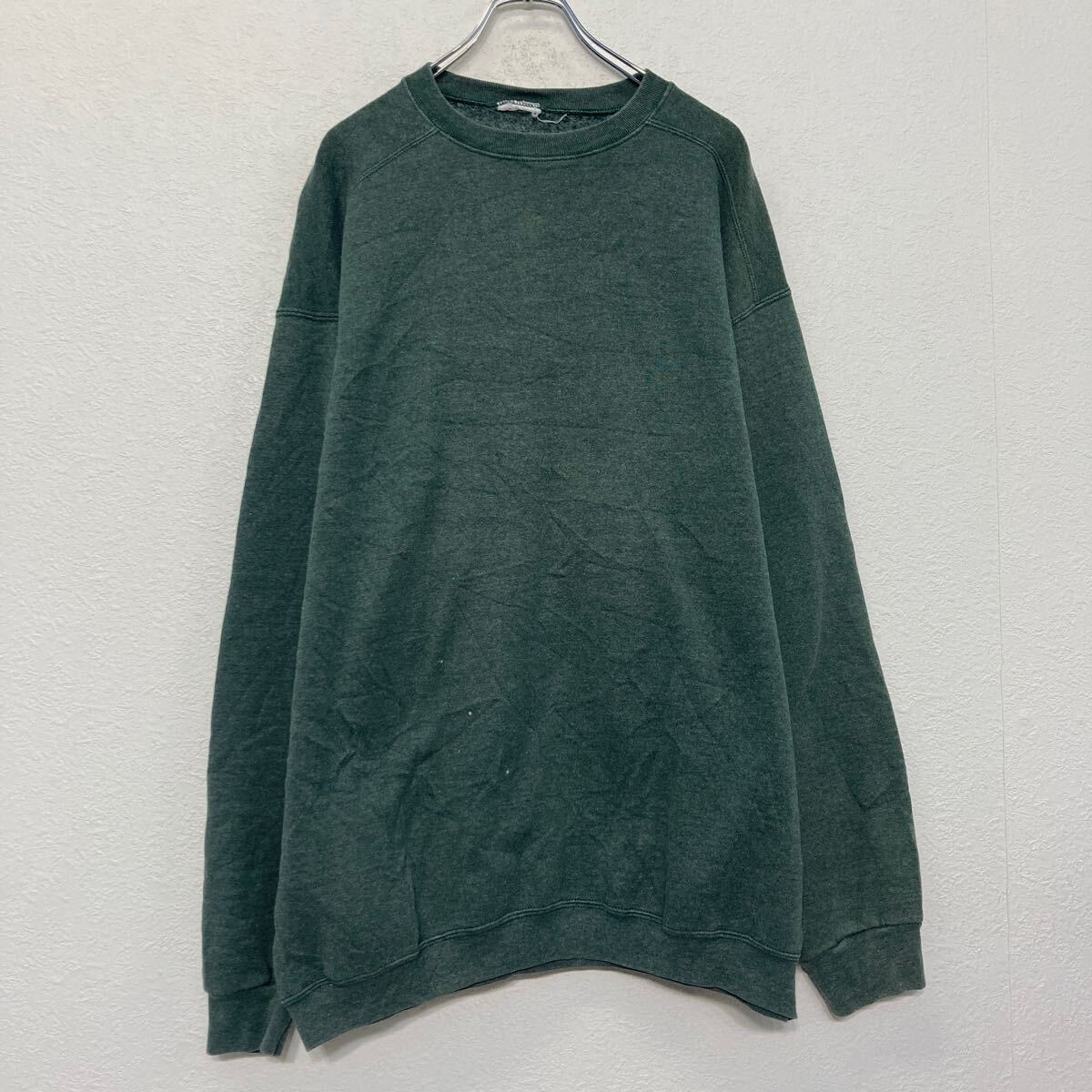 【中古】【古着】 プリント スウェット トレーナー XL~ グリーン ビッグサイズ プルオーバー 古着卸 アメリカ仕入 a608-7090