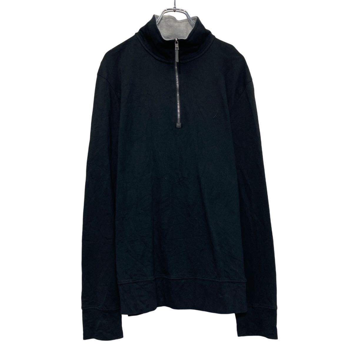 Rakuten - 【中古】【古着】 NAUTICA プリント スウェット トレーナー ノーティカ L ブラック ハーフジップ 古着卸 アメリカ仕入 a609-5023