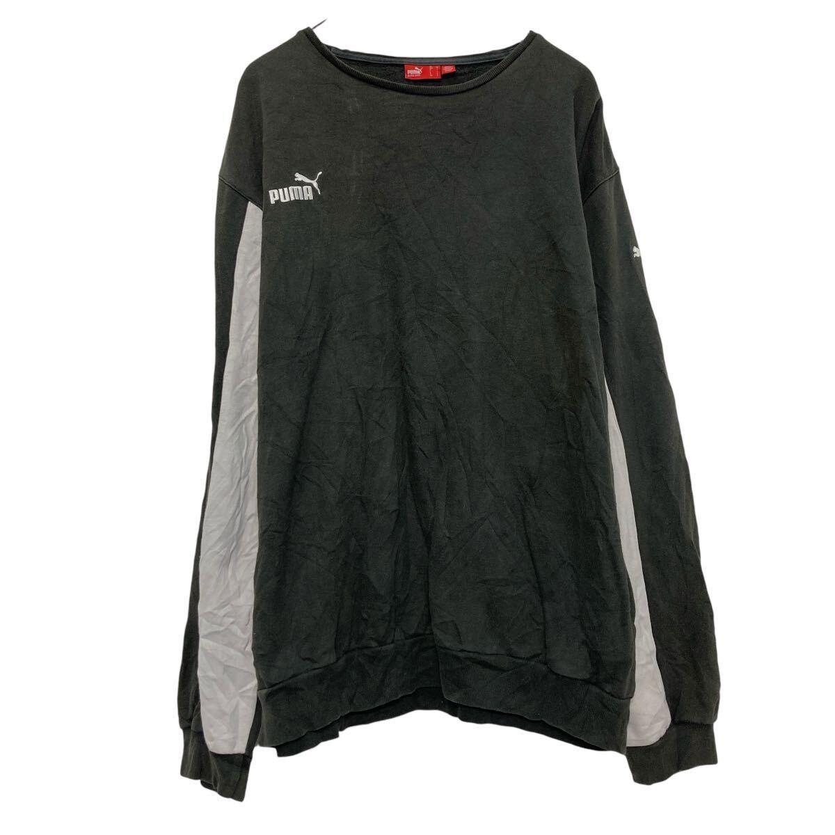 【中古】【古着】 PUMA プリント スウェット トレーナー プーマ L ブラック プルオーバー ロゴ 古着卸 アメリカ仕入 a609-5041