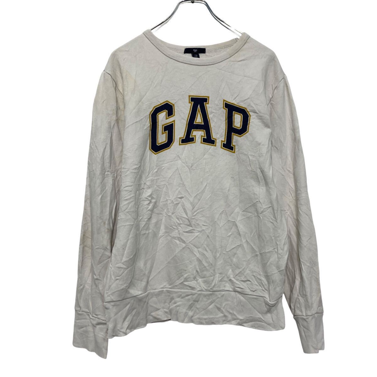 【中古】【古着】 GAP プリント スウェット トレーナー ギャップ XS ホワイト プルオーバー ロゴ 古着卸 アメリカ仕入 a609-5234