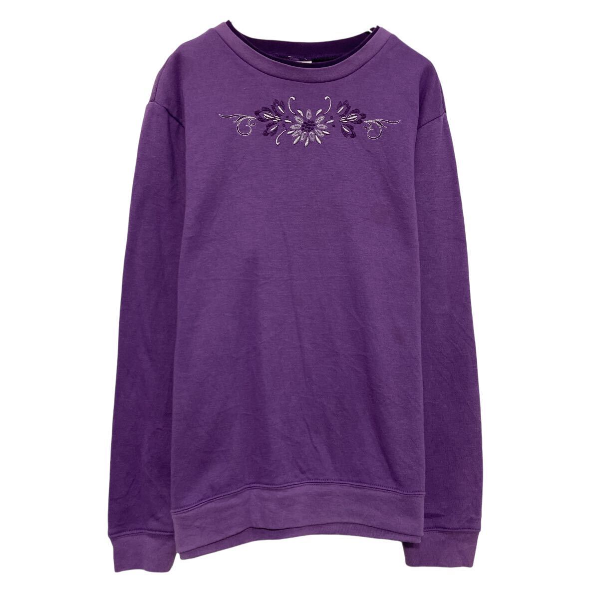 【中古】【古着】 BLAIR プリント スウェット トレーナー L レディース パープル プルオーバー 古着卸 アメリカ仕入 a609-5249