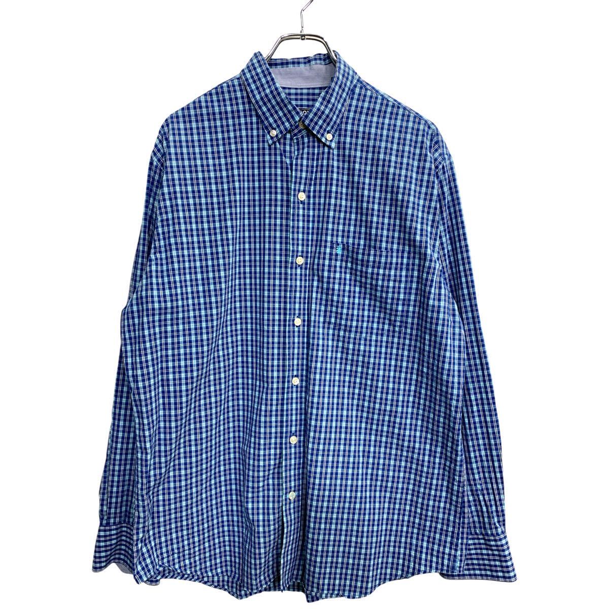 【中古】【古着】 IZOD 長袖 チェックシャツ エルサイズ アイゾッド ブルー 古着卸 アメリカ仕入 t2409-3063