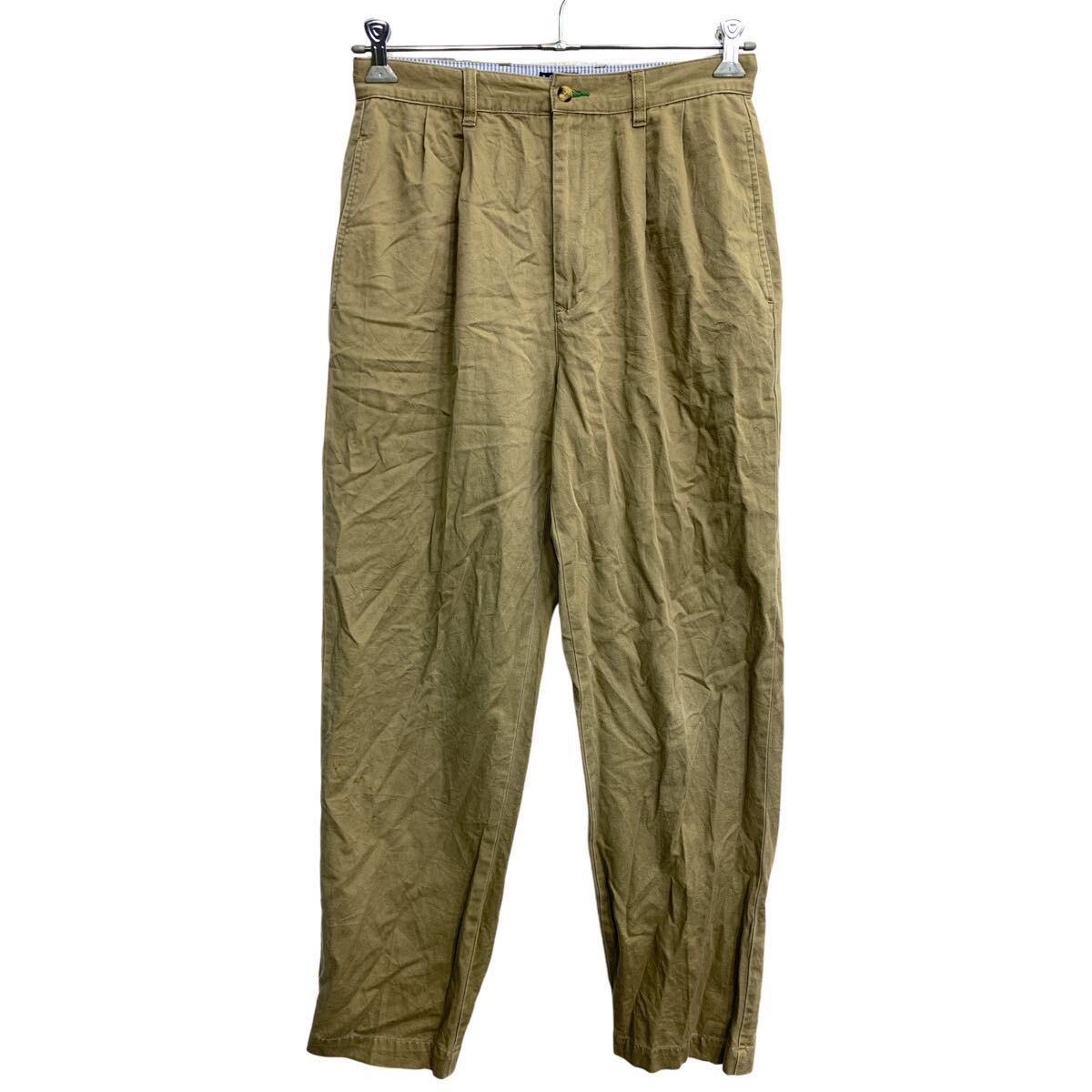 Rakuten - 【中古】【古着】 TOMMY HILFIGER チノパン W30 トミーヒルフィガー タックパンツ ベージュ コットン 古着卸 アメリカ仕入 2409-102