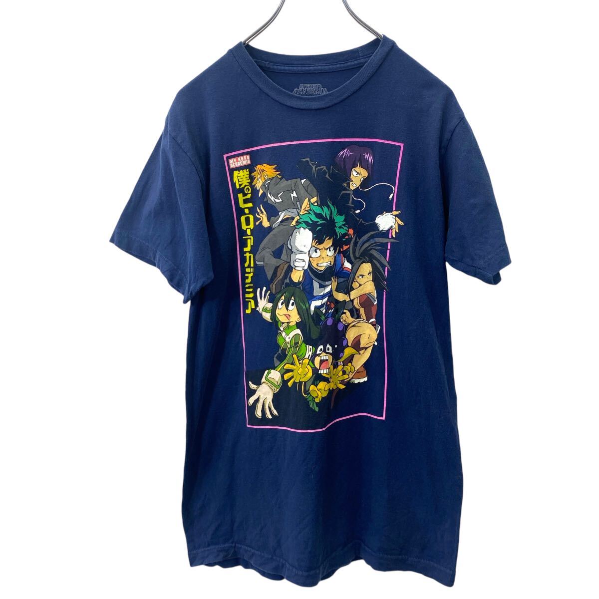 【中古】【古着】 MY HERO ACADEMIA 半袖 キャラクター Tシャツ M サイズ マイヒーローアカデミア ネイビー 古着卸 アメリカ仕入 t2409-3111