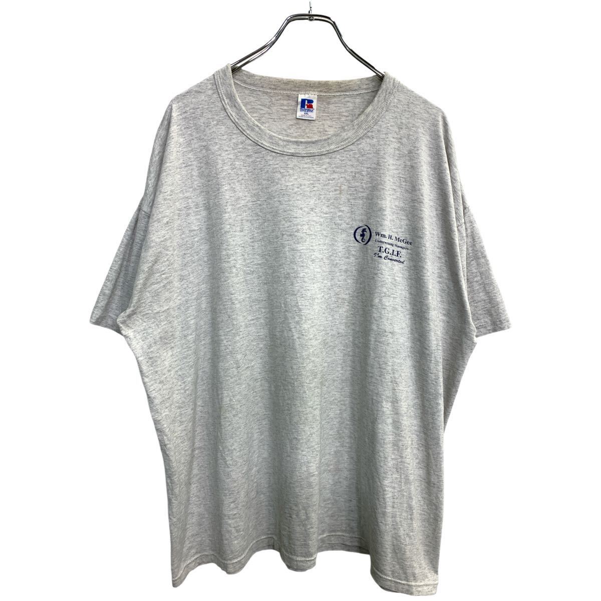【中古】【古着】 RUSSELL ATHLETIC 半袖 プリント Tシャツ XXLサイズ ラッセル シングルステッチ グレー USA製 古着卸 アメリカ仕入 t2409-3213