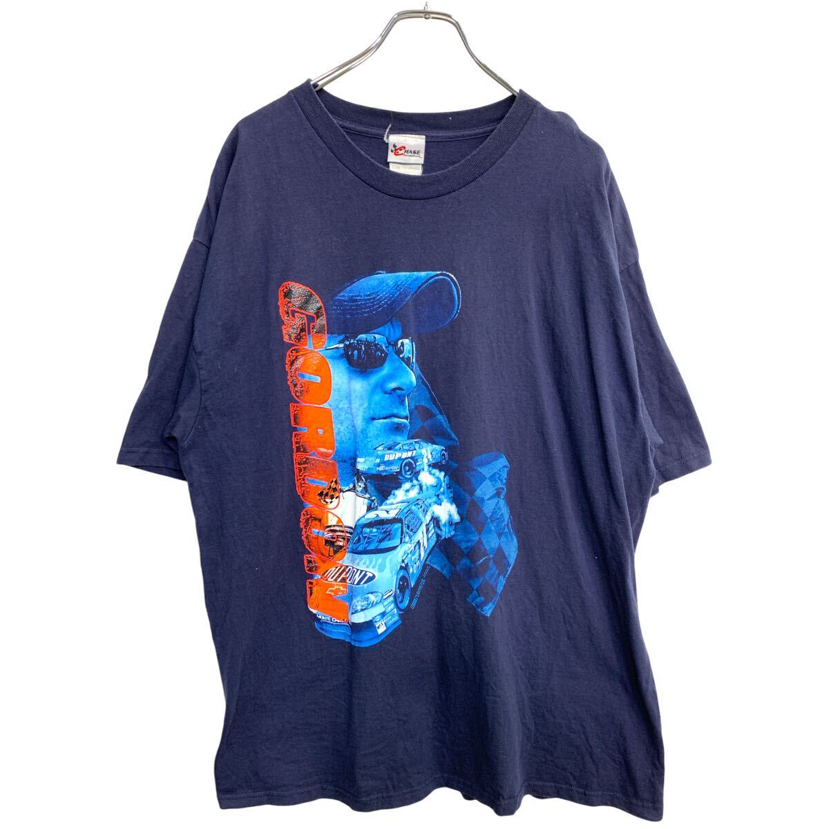 【中古】【古着】 CHASE 半袖 プリント Tシャツ XLサイズ コットン ネイビー 古着卸 アメリカ仕入 t2409-3233