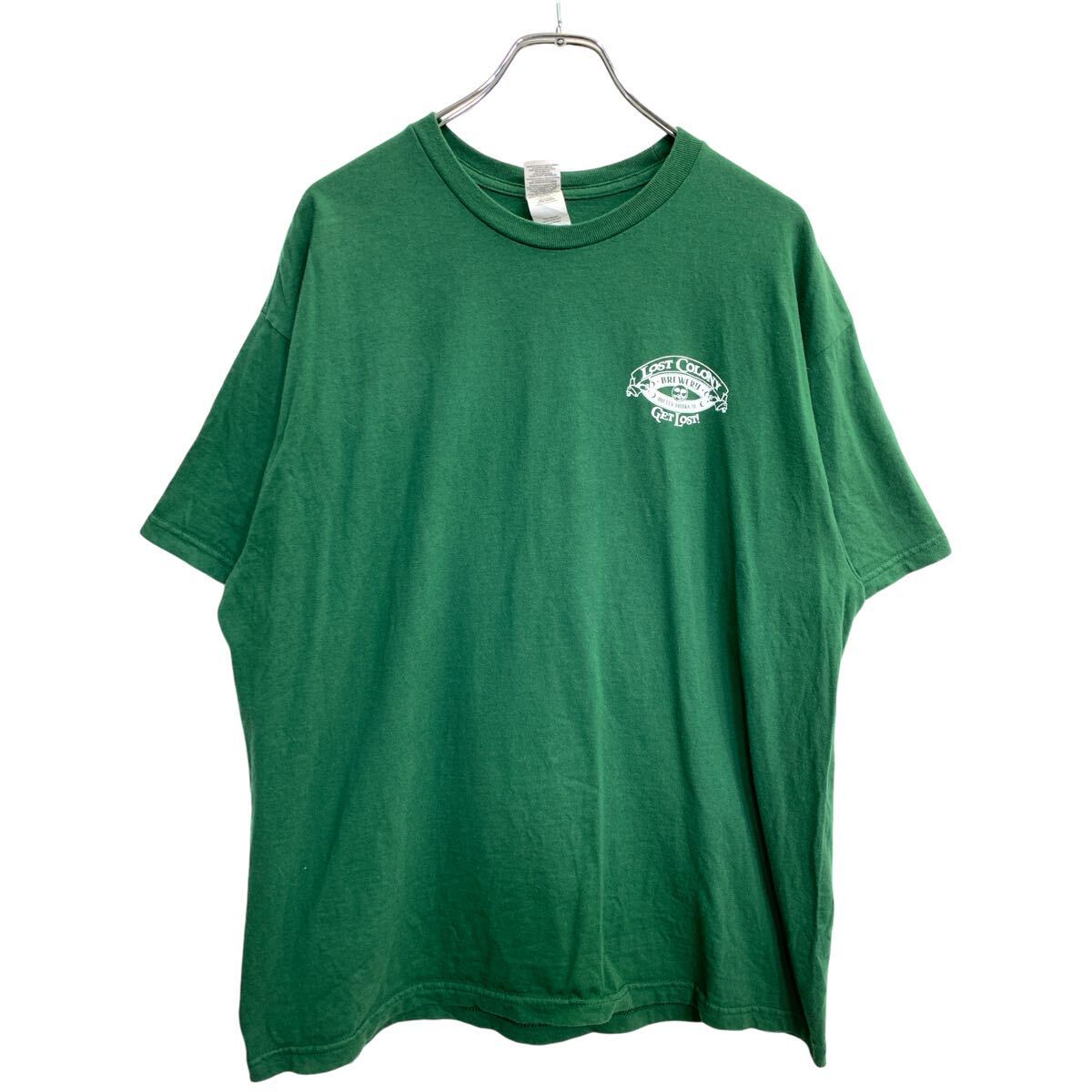 【中古】【古着】 GILDAN 半袖 プリント Tシャツ XLサイズ ギルダン グリーン コットン 古着卸 アメリカ仕入 t2409-3245