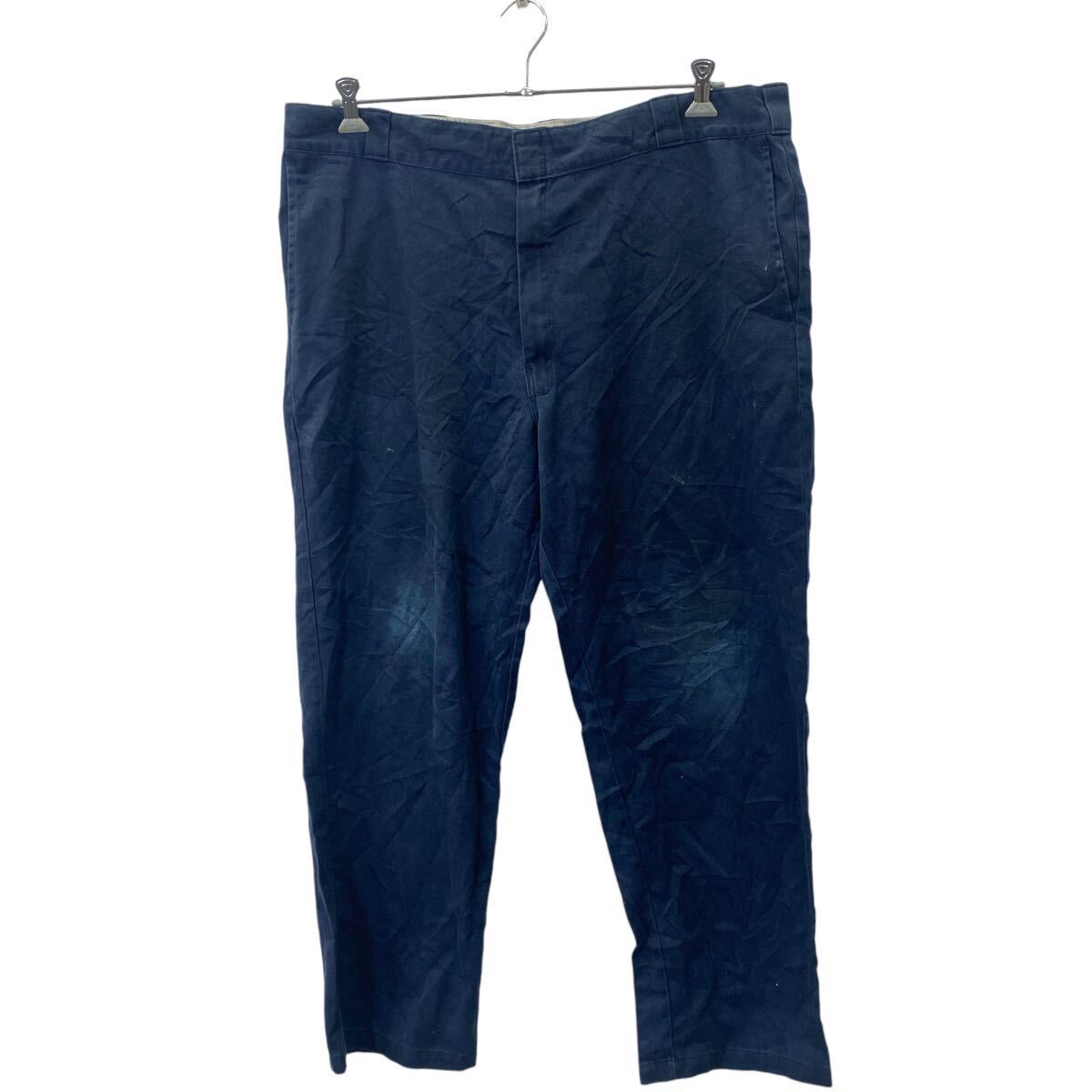 【中古】【古着】 Dickies ワークパンツ チノパンツ W42 ディッキーズ ビッグサイズ ネイビー 古着卸 アメリカ仕入 2409-280