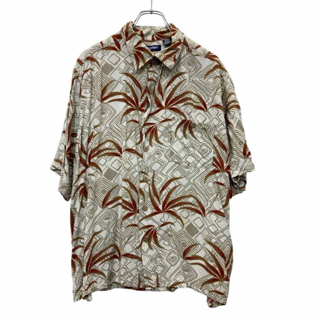 【中古】【古着】 Puritan 半袖 シャツ XLサイズ ピューリタン 総柄 ベージュ 古着卸 アメリカ仕入 t2409-3363