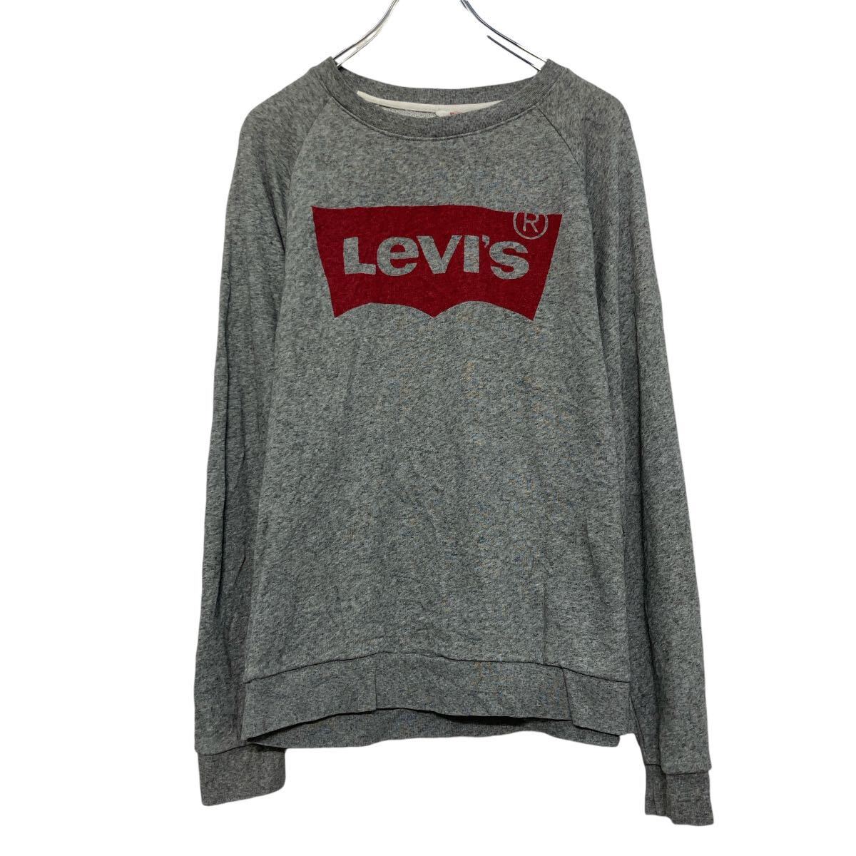 【中古】【古着】 Levi’s プリント スウェット トレーナー リーバイス XS グレー ロゴ プルオーバー 古着卸 アメリカ仕入 a609-5689