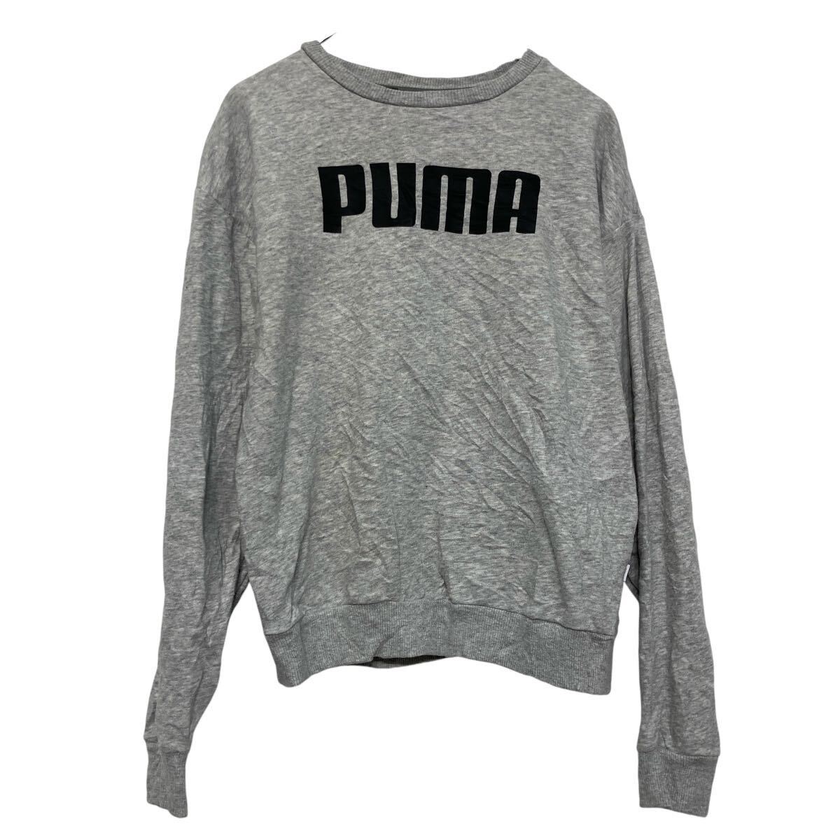 【中古】【古着】 PUMA プリント スウェット トレーナー プーマ XS グレー プルオーバー 古着卸 アメリカ仕入 a609-5724